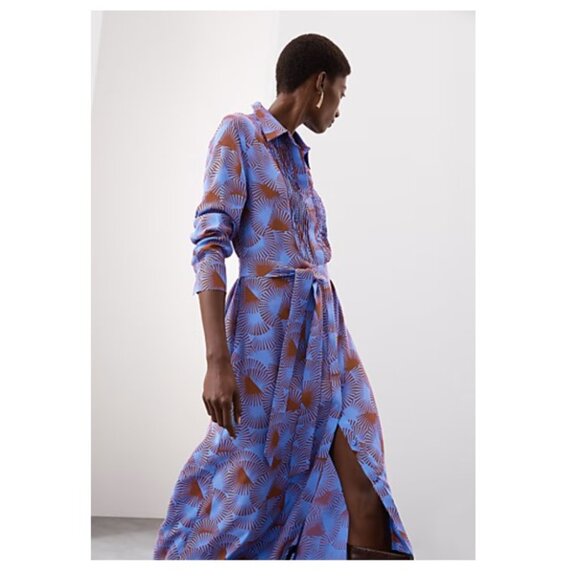 🌻Cupro Rich Printed Midaxi Shirt Dress -Marks & Spencer - Picture 1 of 14